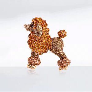 Poodle Amber Crystal Brooch